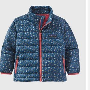 Patagonia slow dance crater blue 12-28 m floral toddler down jacket
